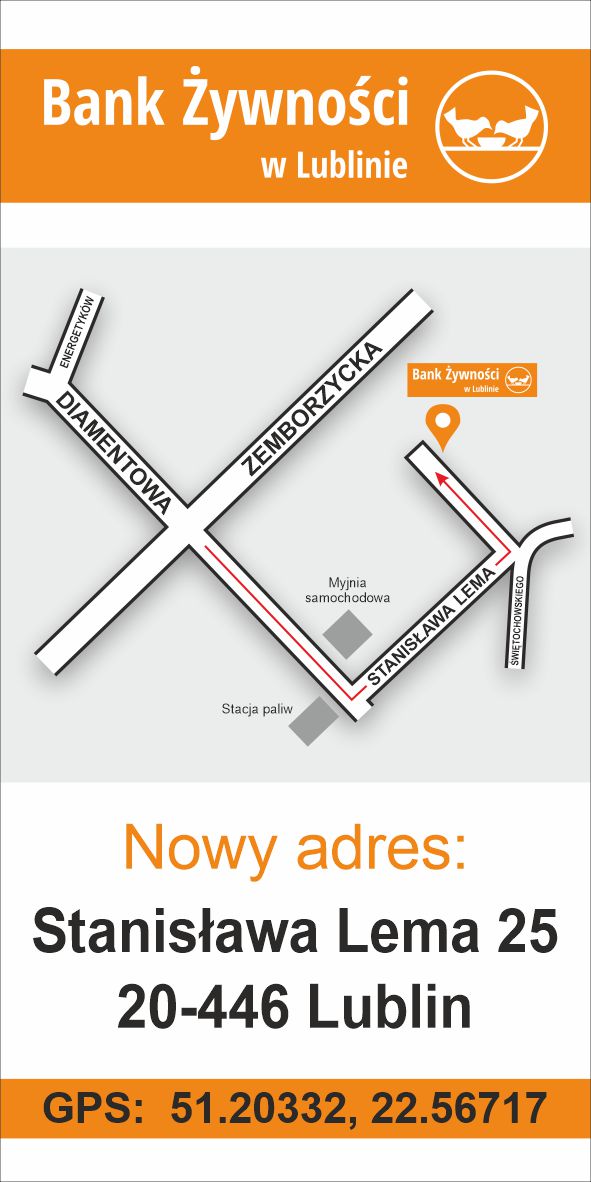 Mapa przedstawiająca dojazd do lokalizacji Banku Żywności